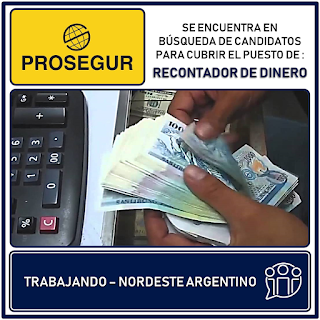 15-05-2019 | PROSEGUR Argentina se encuentra en búsqueda de candidatos para cubrir el puesto de "RECONTADOR DE DINERO" en Resistencia, Chaco.