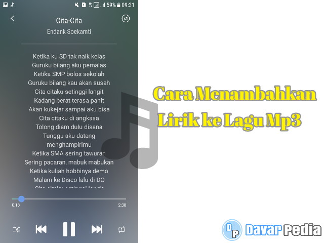 Cara Menambahkan dan Menyatukan Lirik Lagu Kedalam Musik MP3