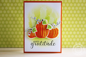 Sunny Studio Stamps: Pretty Pumpkins & Autumn Greetings Layered Pumpkin Card by Eloise Blue