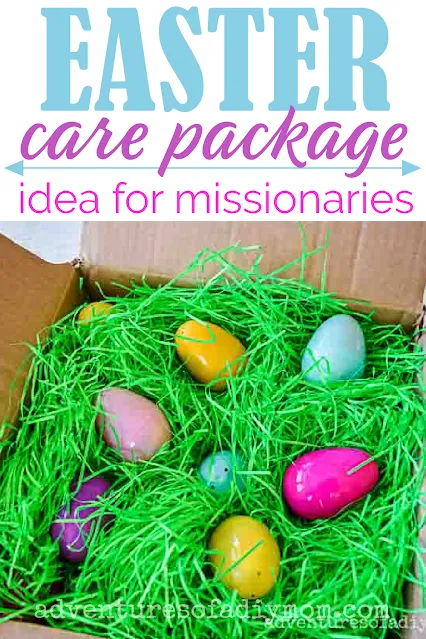 box full of easter grass and plastic easter eggs