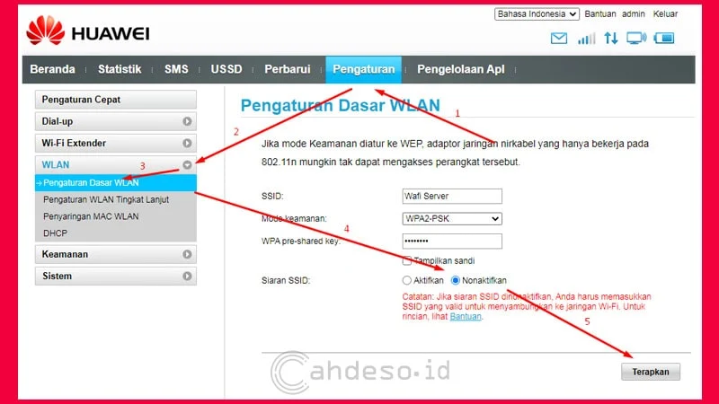 Cara Menyembunyikan Nama SSID Mifi Huawei Semua Tipe-min