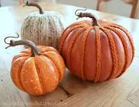 yarn embellished pumpkins