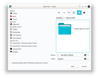 Saving a playlist in Elisa music player