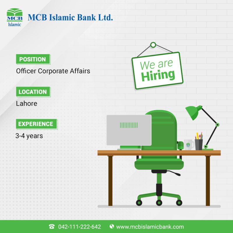 MCB Islamic Bank Limited Jobs For Officer Corporate Affairs