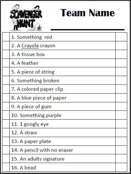 The Scavenger Hunt Thread Activity Pit Picture