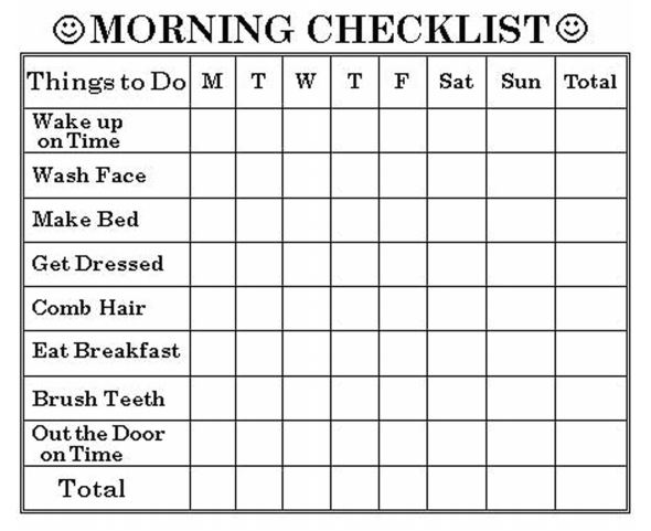 check list activities untuk anak di waktu pagi