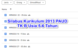 Contoh Silabus Kurikulum 2013 Paud TK B Usia 5-6 Tahun