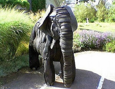 Sculptures from used tires