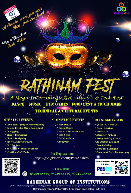 Rathinam Fest - 2019 - 7th March 2019 - Inter Collegiate Cultural and Technical Events