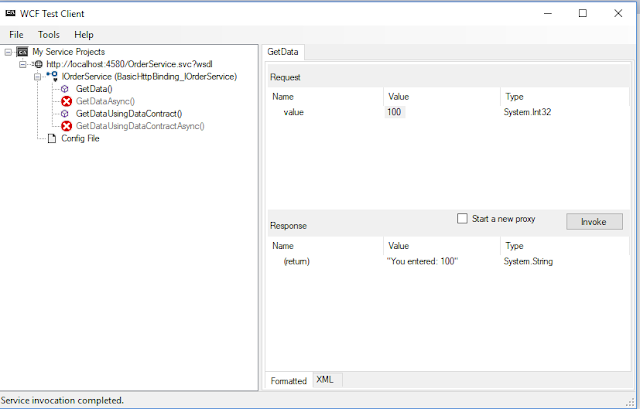 WCF Test Client Request Response