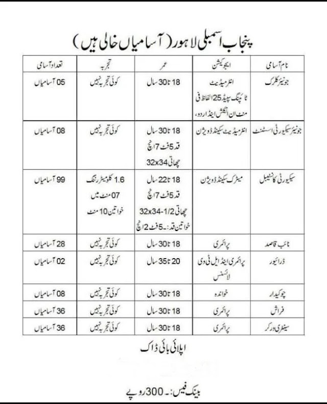 Punjab Assembly Lahore Jobs 2023