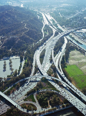 Traffic in Los Angeles seen from above