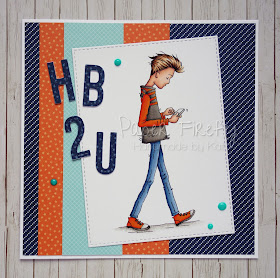 Stylish modern boys birthday card using Oliver Texting by Lili of the Valley
