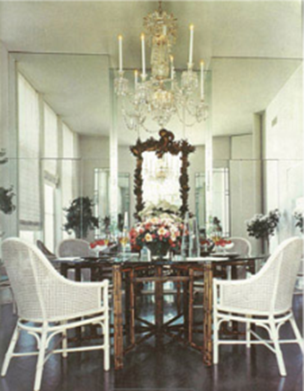 McGuire glass topped Octagonal Black Bamboo Table Circa 1985  