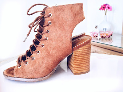 tan heels faux suede 