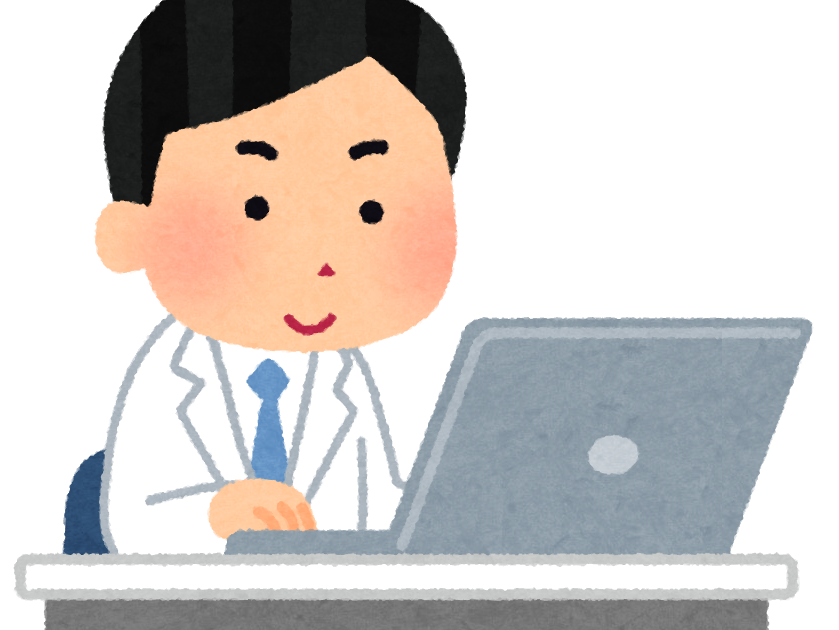 パソコンを使う作業員のイラスト 白衣の男性 かわいいフリー素材集 いらすとや