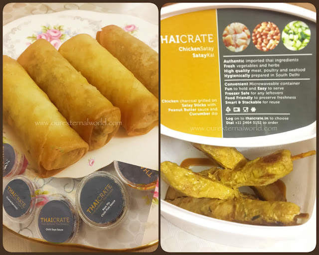 ThaiCrate - Home Delivery Review, food review, food blogger, spring rolls, chicken satay