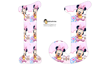 Alfabeto De Minnie Bebe Con Fondo En Rosa Y Blanco Oh My Alfabetos