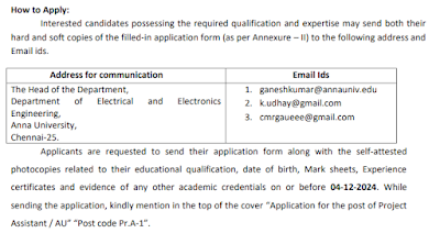 Project Assistant - Electrical and Electronics or Electronics and Instrumentation Engineering Jobs