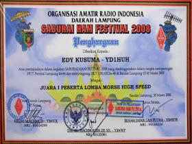Piagam Pertama Lomba  High Speed, Saburai Hamfest 2008