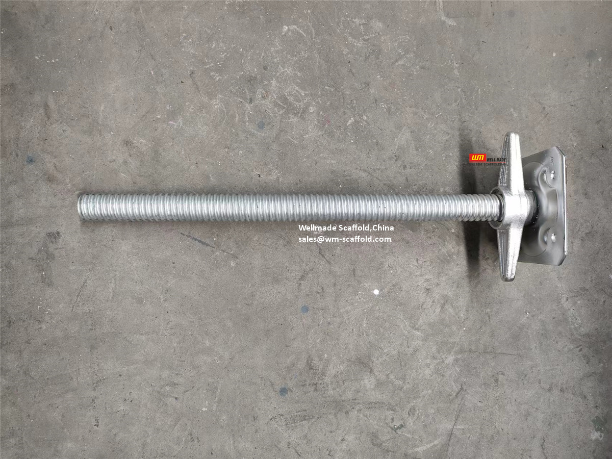 Coarse threaded scaffolding jack base hot dip galvanized with heavy duty jack nut for ringlock system leveling