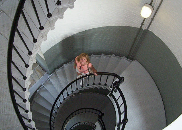 Susan on lighthouse stairs
