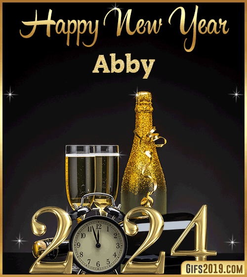 Champagne Bottles Glasses New Year 2024 gif for Abby