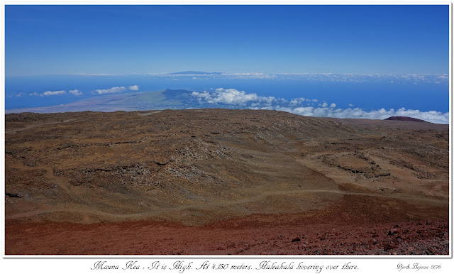 Mauna Kea: It is High. At 4,150 meters. Haleakala hovering over there.