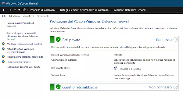 regole firewall PC