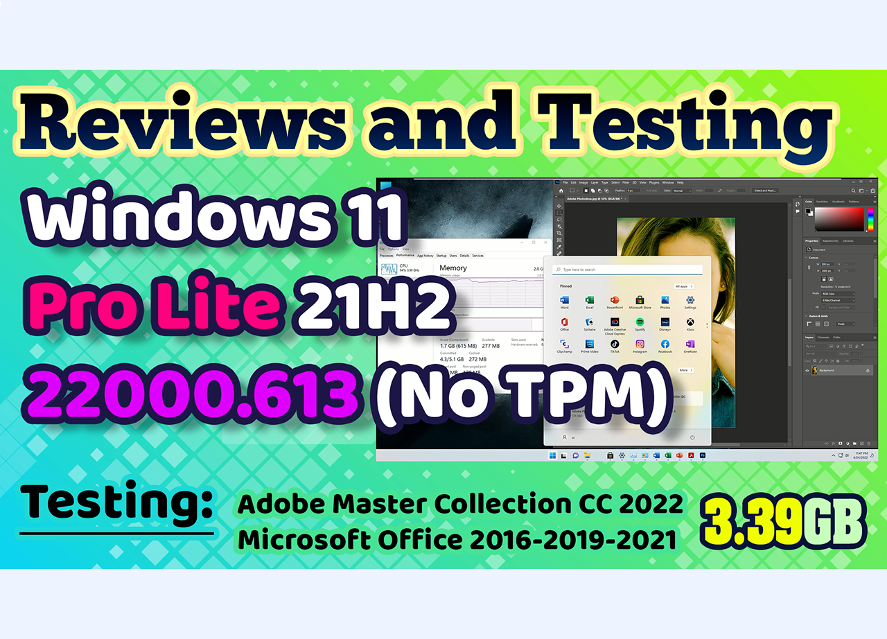 Review Windows 11 Pro Lite 21H2 Build 22000.613 (No TPM Required) Preactivated