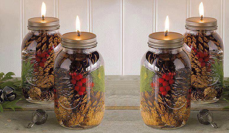  DIY  Mason Jar  Oil Candles  for Christmas 