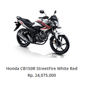 Harga Baru Sepeda Motor Honda CB150R StreetFire 