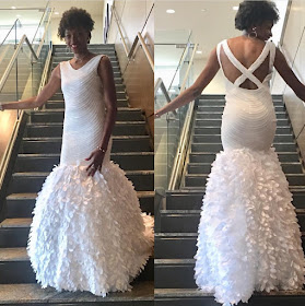 All White Gala dress front and back