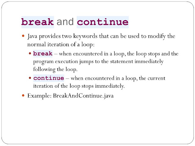 What is the difference between a break statement and a continue statement?