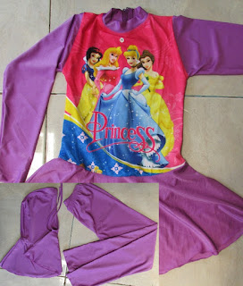 baju renang anak muslim karakter princess cantik cinderella