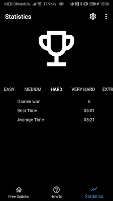 Free Sudoku App darkmode statistics