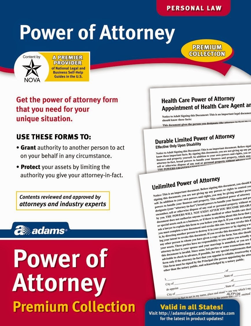 Attorneys Adams Power of Attorney Forms Pack, 8.5 x 11 Inches, White, 6-Pack