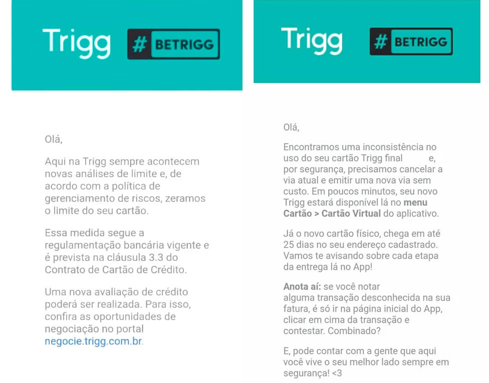 Cartão Trigg BLOQUEIA Cartões, porém você pode tentar uma reversão de forma simples.