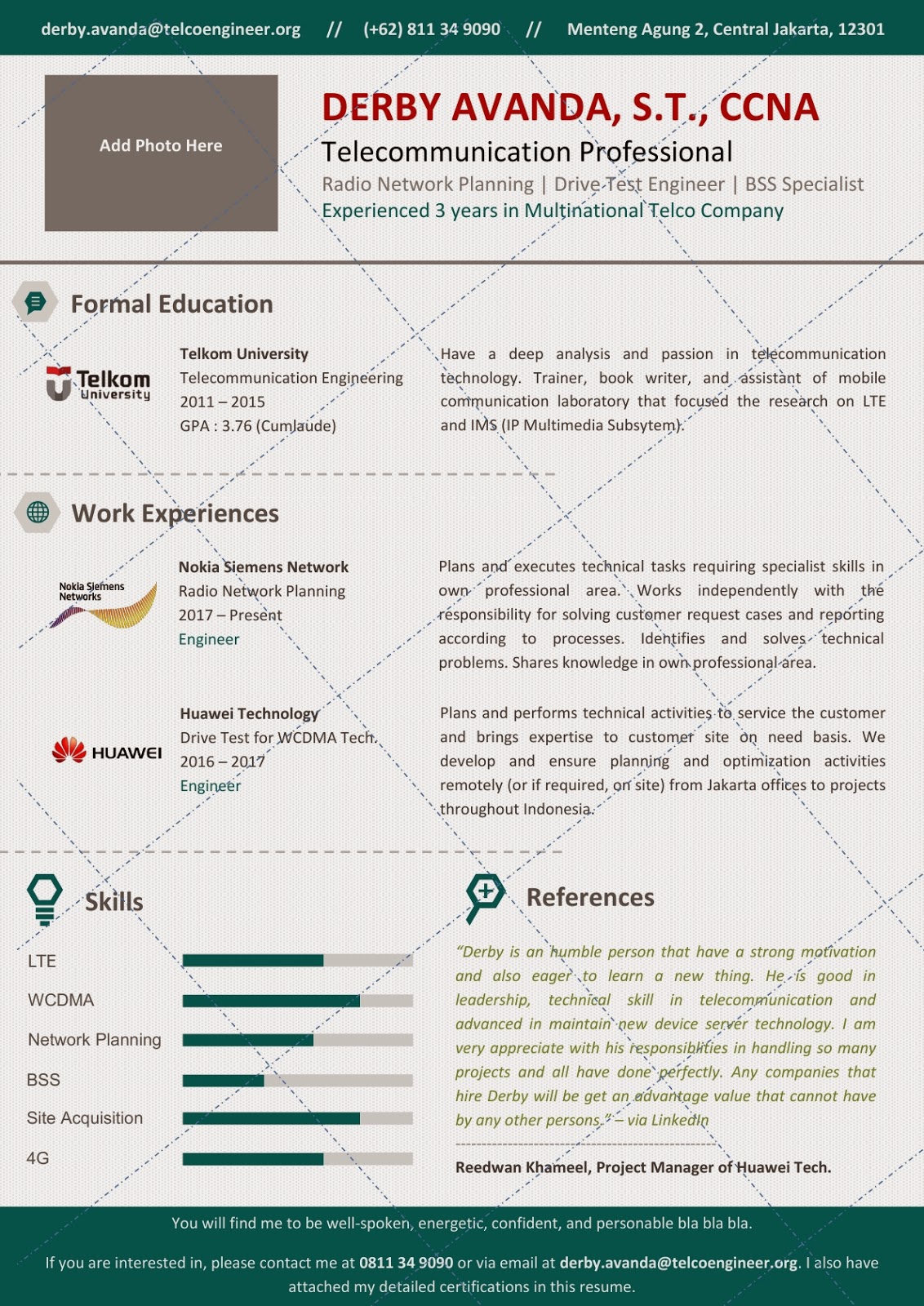 Desain CV Kreatif: Avanda - Contoh CV / Resume Teknik 