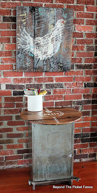 Rustic Farmhouse Chicken Feeder Side Table