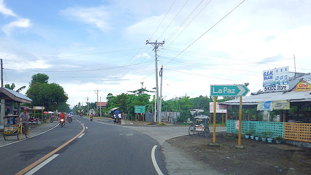 highway intersection entering Mayorga town proper and the road to La Paz Leyte