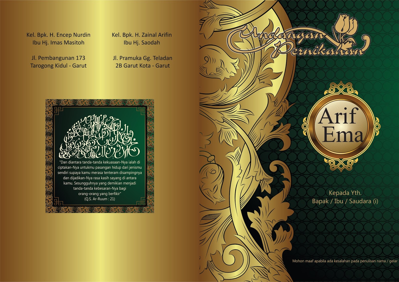 Undangan Warna Hard Cover - Desain Kampungan