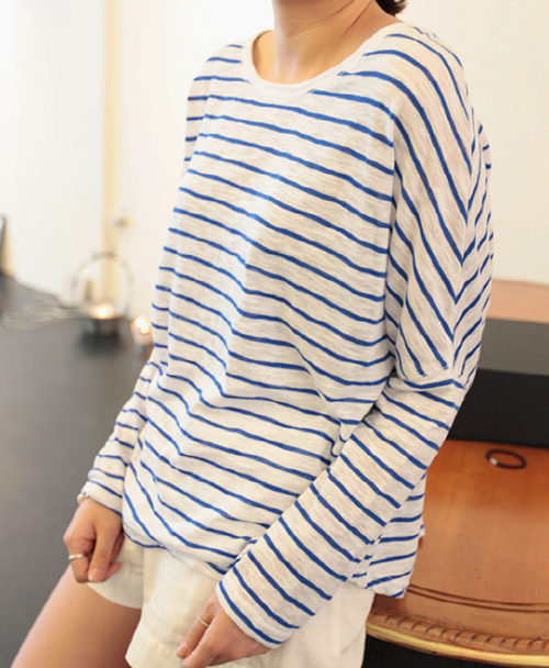 Loose Stripe Long Sleeved T-Shirt