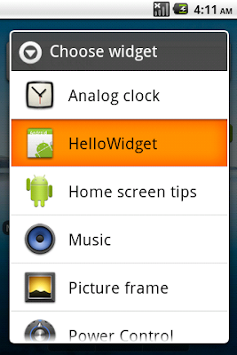 Choose the widget to add