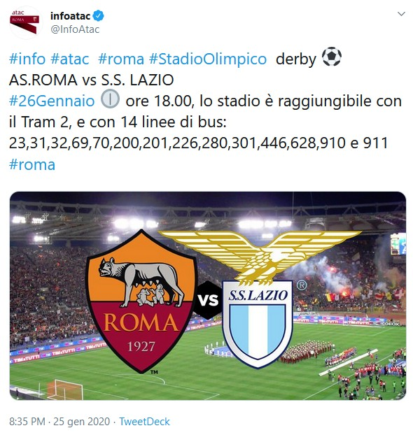 Derby Roma-Lazio, il disservizio di Atac