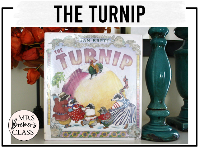 The Turnip Jan Brett book activities unit with literacy printables, reading companion activities, and lesson ideas for Kindergarten and First Grade