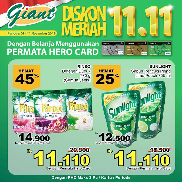 #Giant - #Promo Diskon Meriah 11.11 Periode 08 - 11 November 2019