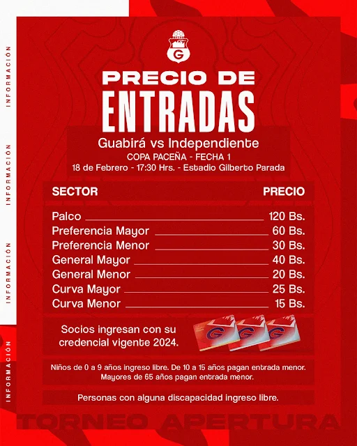 Venta de Entradas Guabira vs Independiente