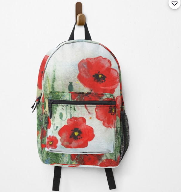 Red Poppies Pattern on merchandise clothes things artist illustrator Irina Sztukowski