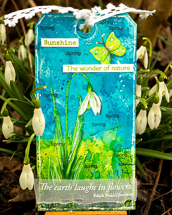 Layers of ink - Snowdrop Tag Tutorial by Anna-Karin Evaldsson. With Simon Says Stamp Thoughtful Flowers stamp set.